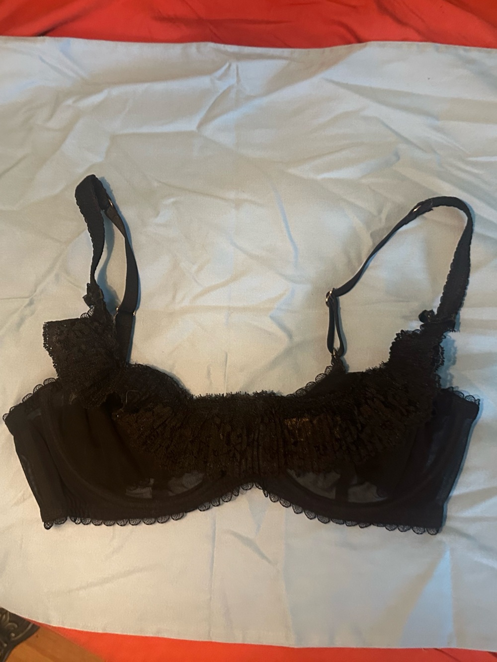 Agent Provocateur - Black mesh bra with ruffle detail